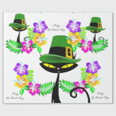 Sint-Patrick's Day Wrapping Paper Cat Floral Cadeaupapier (Vlak)