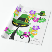 Sint-Patrick's Day Wrapping Paper Cat Floral Cadeaupapier (Uitgerold)