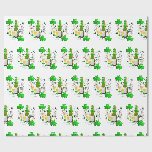 Sint-Patrick's Day Wrapping Paper Wine Celebration Cadeaupapier (Vlak)
