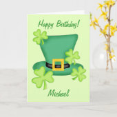 Sint Patrick's Happy Birthday Name Persoonlijk Kaart (Gele Bloem)