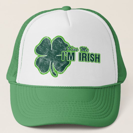 Sint-Patrick's "Kiss Me" Shamrock Grunge Pet (Voorkant)