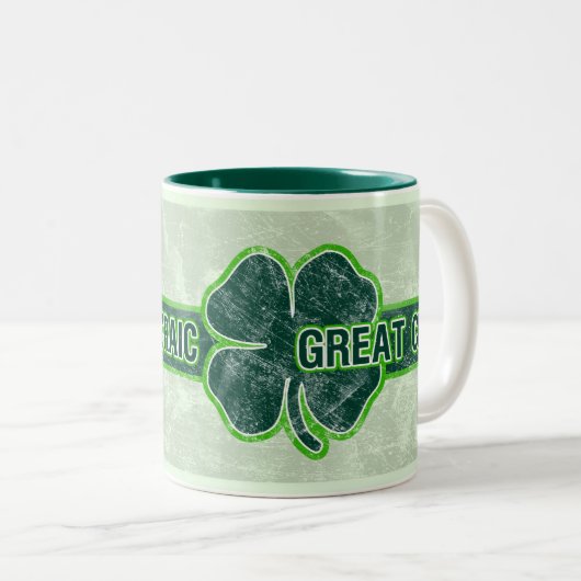 Sint Patrick's Mok "Great Craic" Shamrock Grunge (Voorkant rechts)