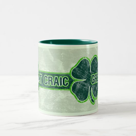 Sint Patrick's Mok "Great Craic" Shamrock Grunge (Center)