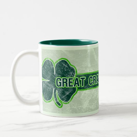 Sint Patrick's Mok "Great Craic" Shamrock Grunge (Links)