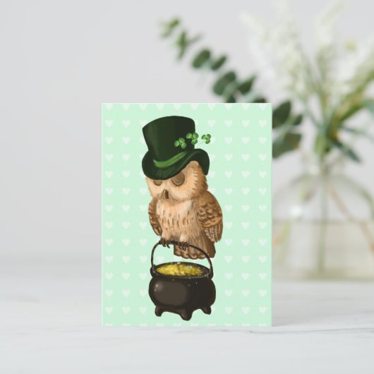Sint-Patrick's owl Leprechaun Briefkaart (Staand voorkant)
