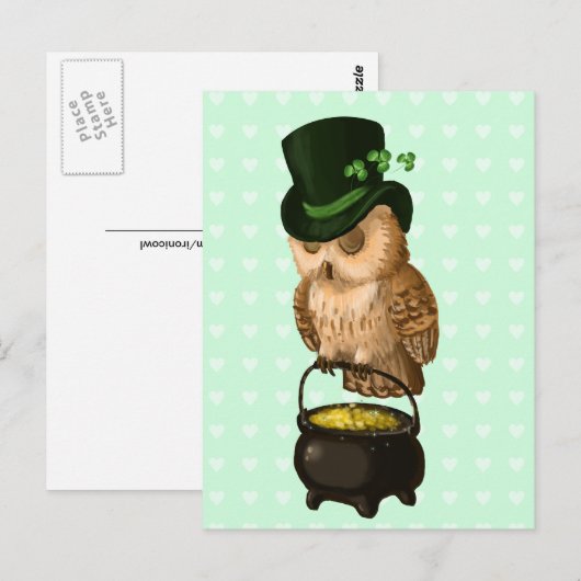Sint-Patrick's owl Leprechaun Briefkaart (Voorkant / Achterkant)