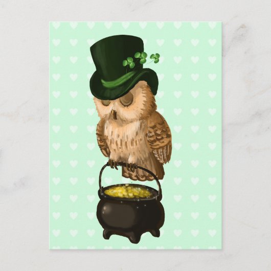 Sint-Patrick's owl Leprechaun Briefkaart (Voorkant)