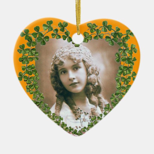 SINT PATRICK'S SHAMROCK HEART FOTO-TEMPLATE KERAMISCH ORNAMENT (Voorkant)