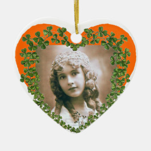 SINT PATRICK'S SHAMROCK HEART FOTO-TEMPLATE KERAMISCH ORNAMENT