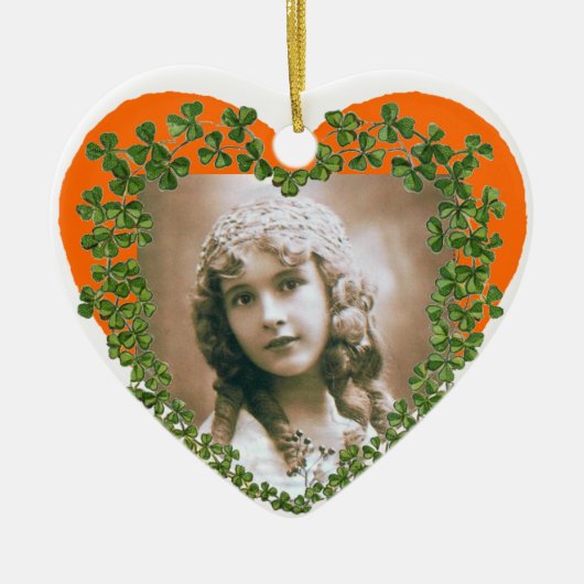 SINT PATRICK'S SHAMROCK HEART FOTO-TEMPLATE KERAMISCH ORNAMENT (Voorkant)