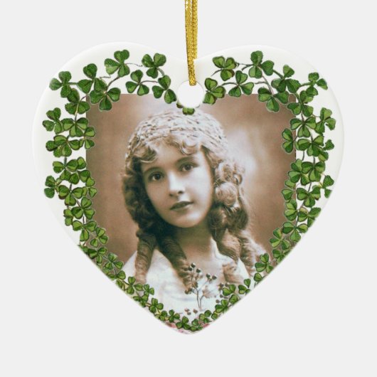 SINT PATRICK'S SHAMROCK HEART FOTO-TEMPLATE KERAMISCH ORNAMENT (Voorkant)