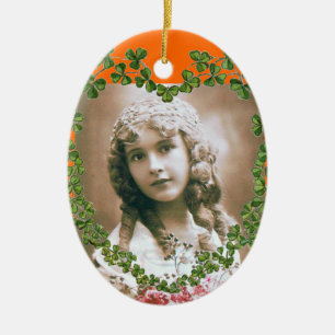 SINT PATRICK'S SHAMROCK HEART FOTO-TEMPLATE KERAMISCH ORNAMENT