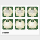 Sint-Patrick's Sparkly Shamrock/Heart Irish Vierkante Sticker (Vel)