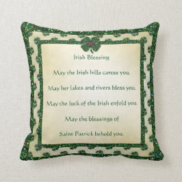 Sint-Patrick's Sparkly Shamrocks Irish Blessing Kussen