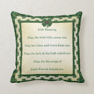 Sint-Patrick's Sparkly Shamrocks Irish Blessing Kussen