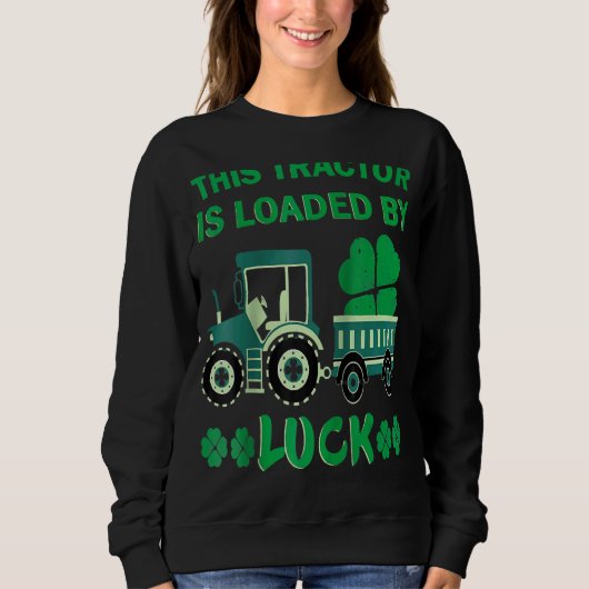 Sint Patrick's Tractor Shamrocks Tractor Truck Loa Trui (Voorkant)