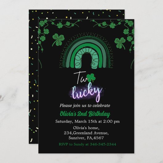 Sint Patrick's tweede gelukkige feest op de tweede Kaart (Voorkant / Achterkant)