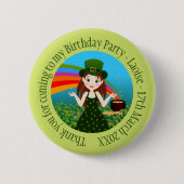 Sint Patrick's verjaardagsmeisje Dank je Ronde Button 5,7 Cm (Voorkant)