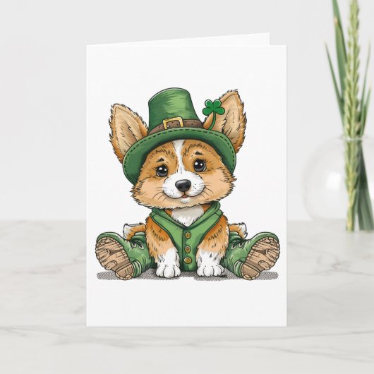 Sint-Patricksdag Corgi-hond Feestdagen Kaart (Voorkant)