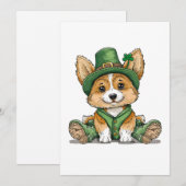 Sint-Patricksdag Corgi-hond Feestdagenkaart (Voorkant / Achterkant)