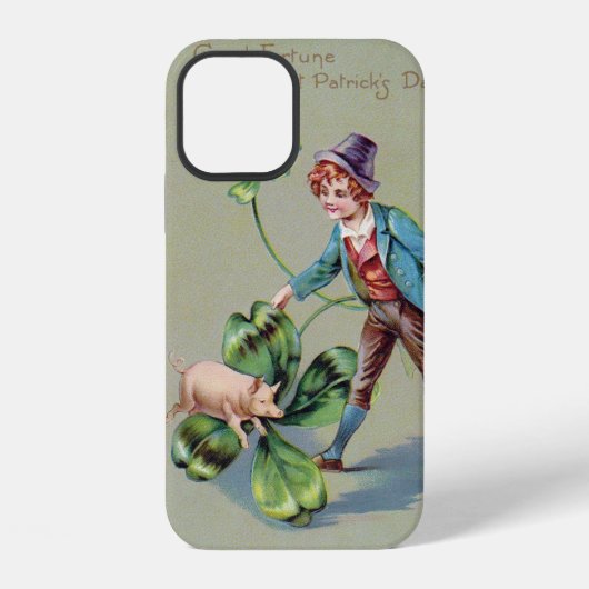 Sint-Patricksdag Jongen & Gelukkig Varken, Vintage iPhone Hoesje (Achterkant)
