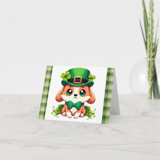 Sint-Patricksdag puppy Feestdagen Kaart (Voorkant)