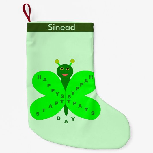 Sint-Patricksdag Vlinder Aangepaste Sok Kleine Kerstsok (Voorkant)