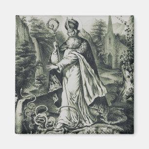Sint-Patrickus verjaagt slangen Vintage Gravure A Magneet