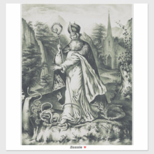 Sint-Patrickus verjaagt slangen Vintage Gravure A Sticker