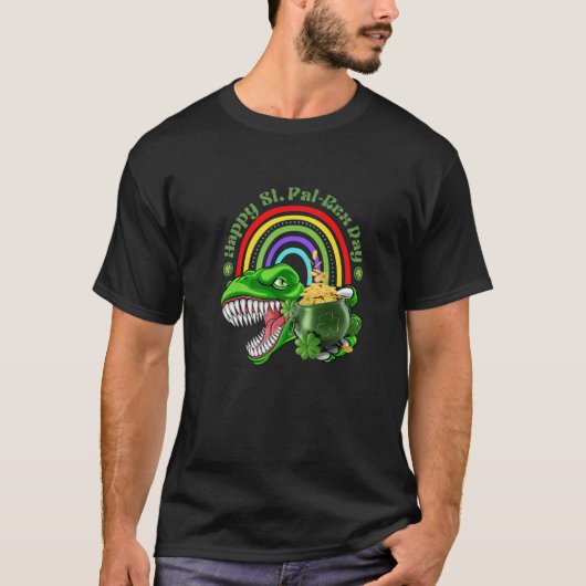 Sint-PATRIKKS DAG T REX HAPPY ST PAREX DAY DINOSAU T-shirt (Voorkant)