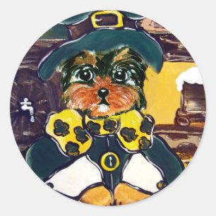 Sint Patty Yorkie Poo Ronde Sticker