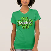 Sint Patty's dag Groene cheetah leopard shamrock T-shirt (Voorkant)