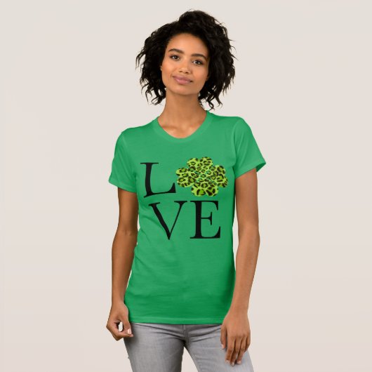 Sint Patty's dag Groene cheetah leopard shamrock T-shirt (Voorkant volledig)