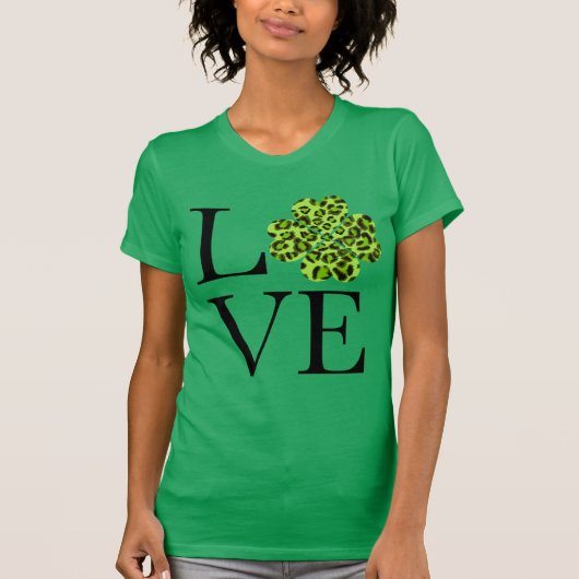 Sint Patty's dag Groene cheetah leopard shamrock T-shirt (Voorkant)