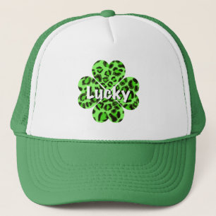 Sint Patty's dag Groene cheetah leopard shamrock Trucker Pet