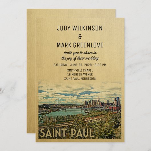 Sint Paul Wedding Invitation Middeleeuwen Kaart (Voorkant / Achterkant)