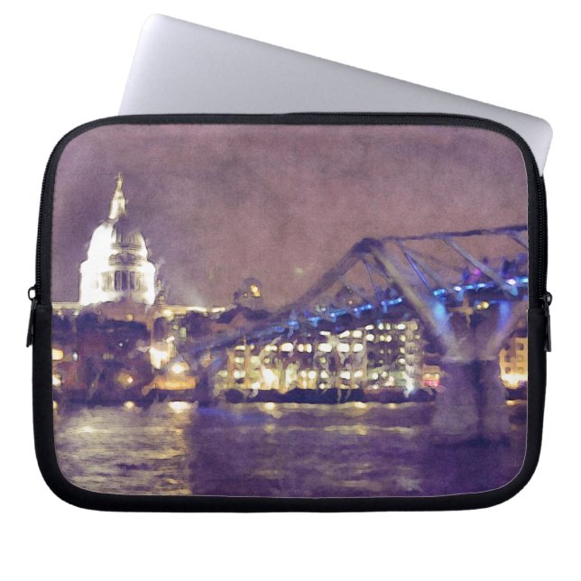 Sint-Paul's kathedraal door 'Night Fine-Art' schil Laptop Sleeve (Voorkant)