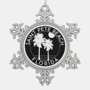 Sint Pete Beach Florida Petersburg Tin Sneeuwvlok Ornament