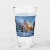 Sint-Peter kerk in de winter in Riga, Letland Glas (Achterkant)