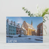 Sint-Peter kerk in de winter in Riga, Letland Kaart (Staand voorkant)