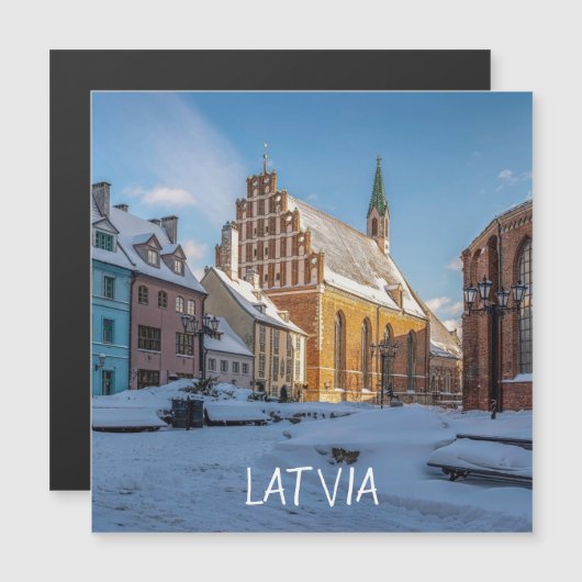 Sint-Peter kerk in de winter in Riga, Letland Magn (Voorkant / Achterkant)