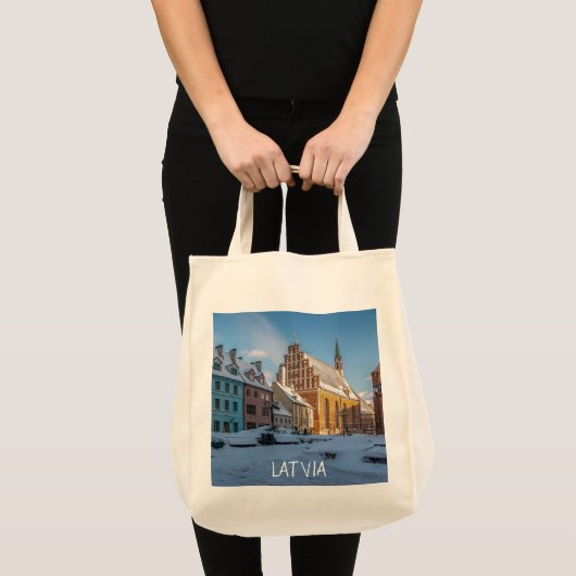 Sint-Peter kerk in de winter in Riga, Letland Tote Bag (Voorkant (product))
