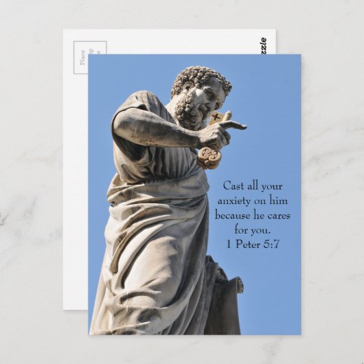 Sint-Peter standbeeld in Rome, Italië Briefkaart (Voorkant / Achterkant)