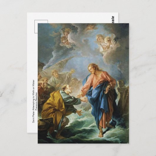 Sint-Peter Walk over Water door Francois Boucher P Briefkaart (Voorkant / Achterkant)