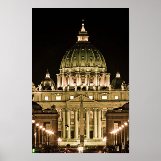 Sint-Peter's Basilica bij nacht Poster (Voorkant)
