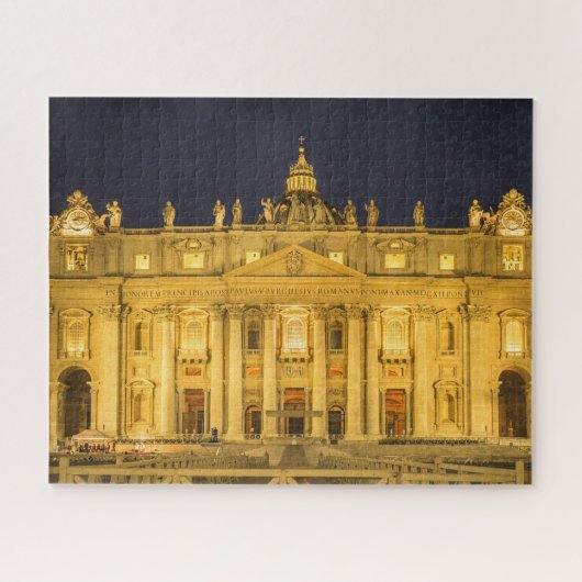 Sint-Peter's Basilica bij nacht, Vaticaanstad, Rom Legpuzzel (Horizontaal)