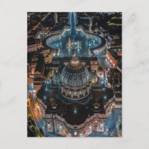 Sint-Peter's Basilica en Square bij nacht Briefkaart