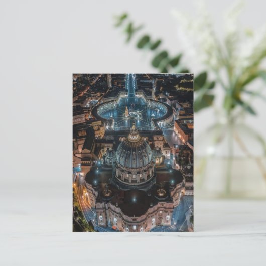 Sint-Peter's Basilica en Square bij nacht Briefkaart (Staand voorkant)