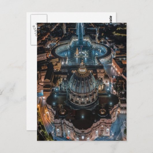 Sint-Peter's Basilica en Square bij nacht Briefkaart (Voorkant / Achterkant)