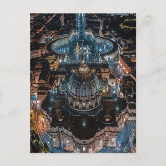 Sint-Peter's Basilica en Square bij nacht Briefkaart (Voorkant)